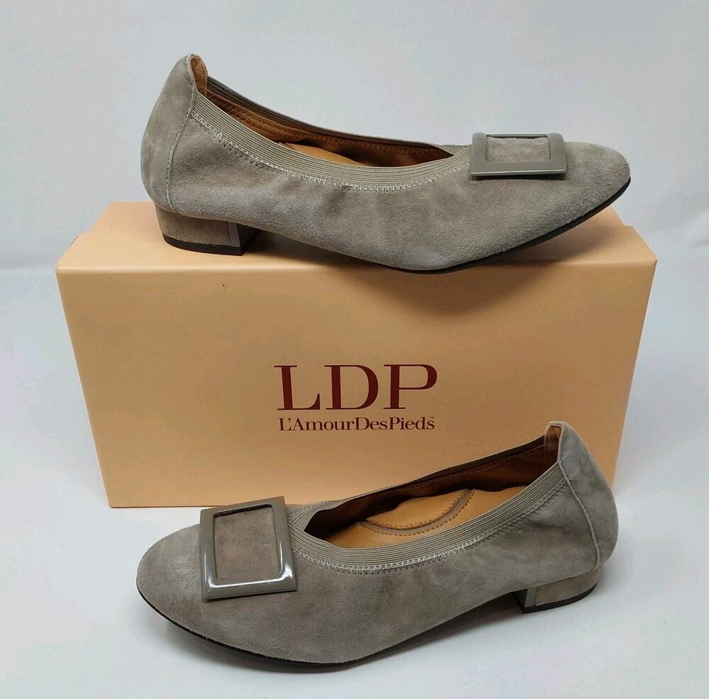 L’Amour Des Pieds Florella Taupe Kidsuede Flats Women’s Size 8M Leather Comfort
